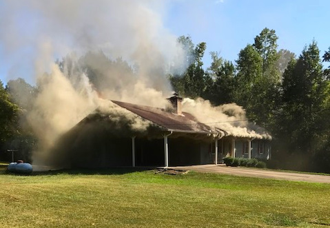 Heavy smoke could be seen coming from the structure.