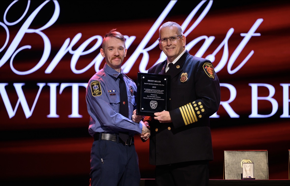 FAO Brody Miller receives his award. 