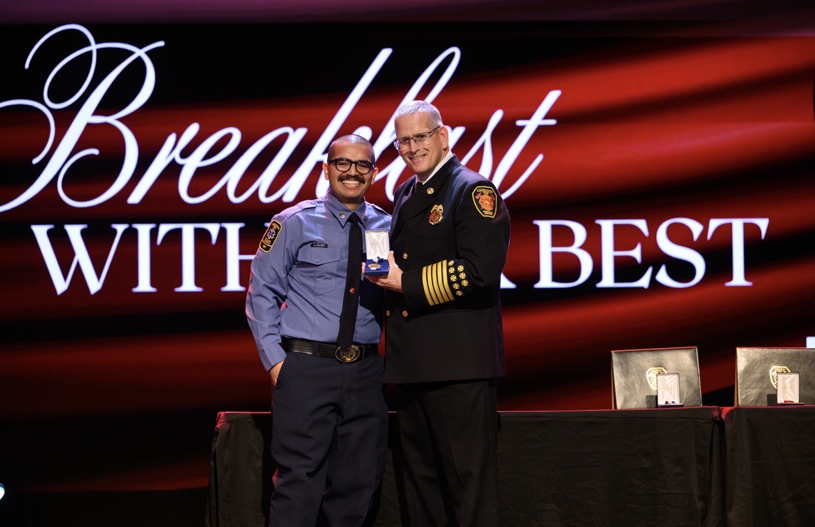FF Gabriel Lopez receives his ward. 