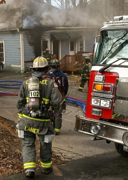 Chief Kevin Lanier on-scene of a structure fire.